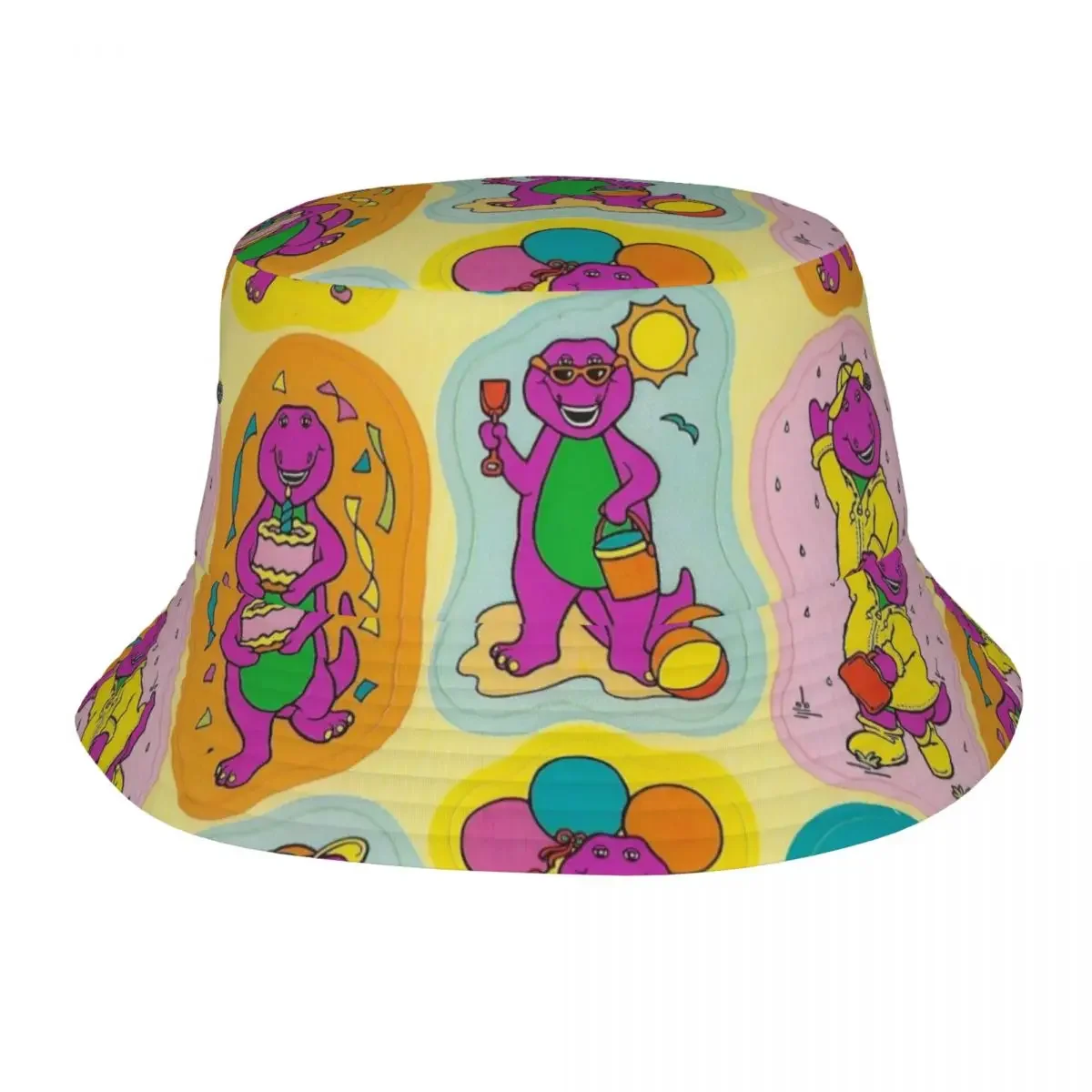 Barney Friends Cartoon Bucket Hat for Girl Summer Kawaii Dinosaur Dinosaurs Field Hat Style for Outdoor Sport Fishing Hat