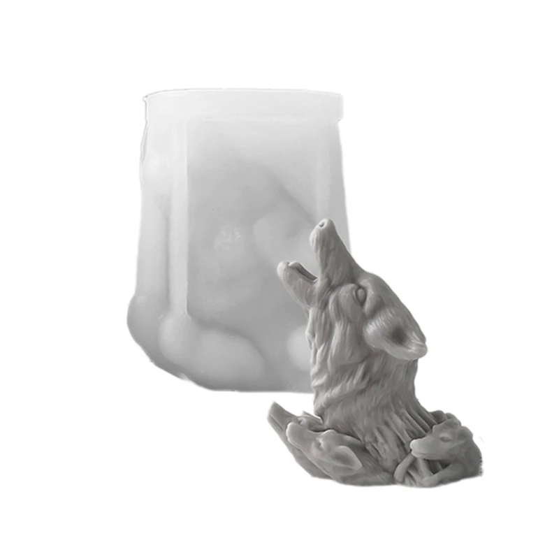 Wolf Head Figurine Silicone Mold for Candle Making Unique Animal Statue Soap