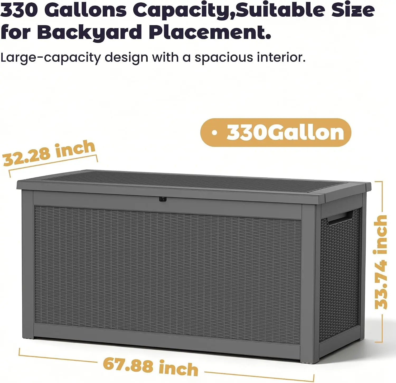 330 Gallon Large Outdoor Storage Box Deck Box Heavy Duty Waterproof Resin Container Bench Lockable Storage Chest Box For Yard Lawn Patio Furniture Cushion Garden Tool Pool Supply , 1 Piece