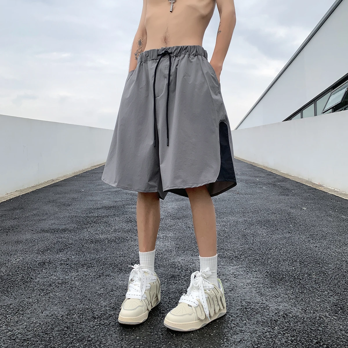 

Ice Silk Men's Shorts Summer Thin Five-Point Casual Sports Loose Quick-Drying Straight Leg Leisure Mid-Length Pants