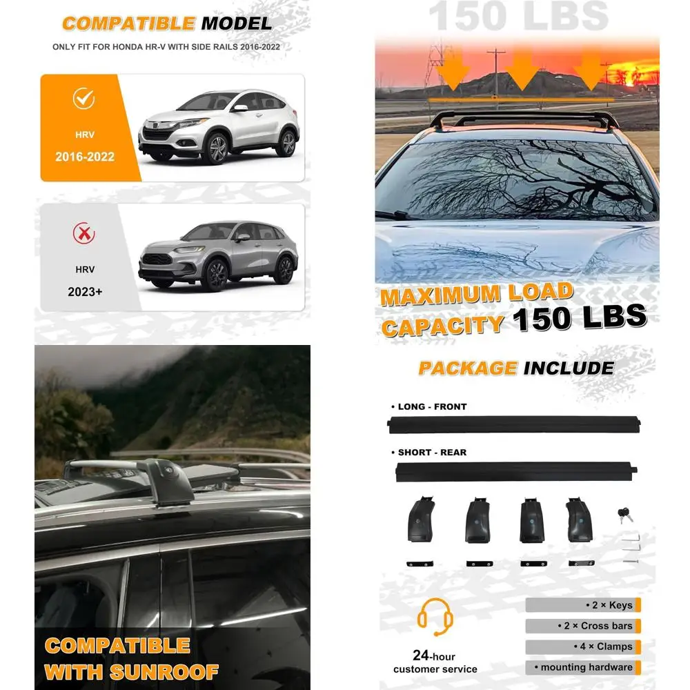 

Universal Lockable Black Cross Bars for 2016-2022 Honda Vezel HR-V Luggage Rack
