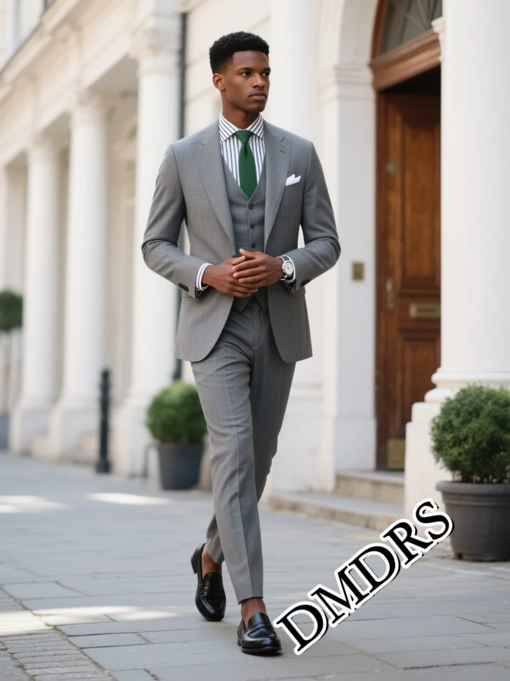 DMDRS Formal Classic Single-Breasted Men's Suit Set For Wedding Elegant Business 3PCS Men's Suit Set (Jacket, Vest, Pants)