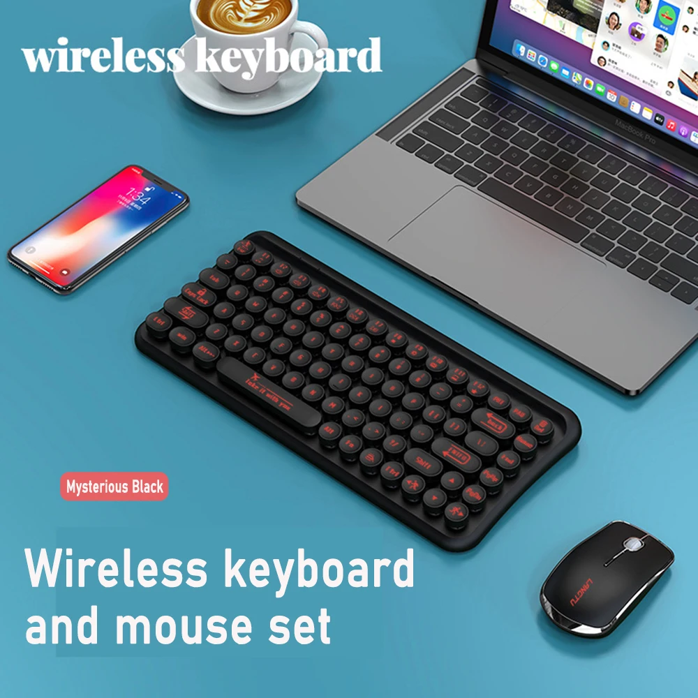 Tastiera e mouse wireless 2.4G Set 85 tasti Windows Mac Win XP Win 10 Per uffici domestici Computer portatile Tastiera keycap bicolore