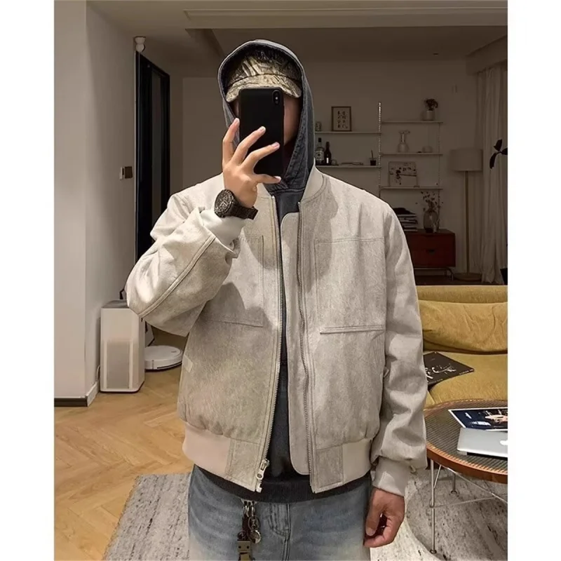 

American Sle Workwear Jaet Men's Spring Autumn Cleanfit High-End ort Stand Collar Baseball Vest Pilot Coat Men