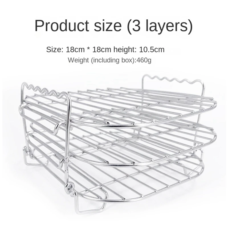 

Stainless Steel Airfryers Layer Rack Versatile Square Roasting Grill With Skewers Baking Tray Airfryers Holder