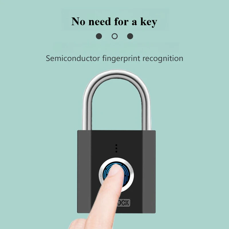 Outdoor Sports & Travel Zinc Alloy Fingerprint Padlock, Anti-Pry  for Extra Durability, Fast Fingerprint Unlocking