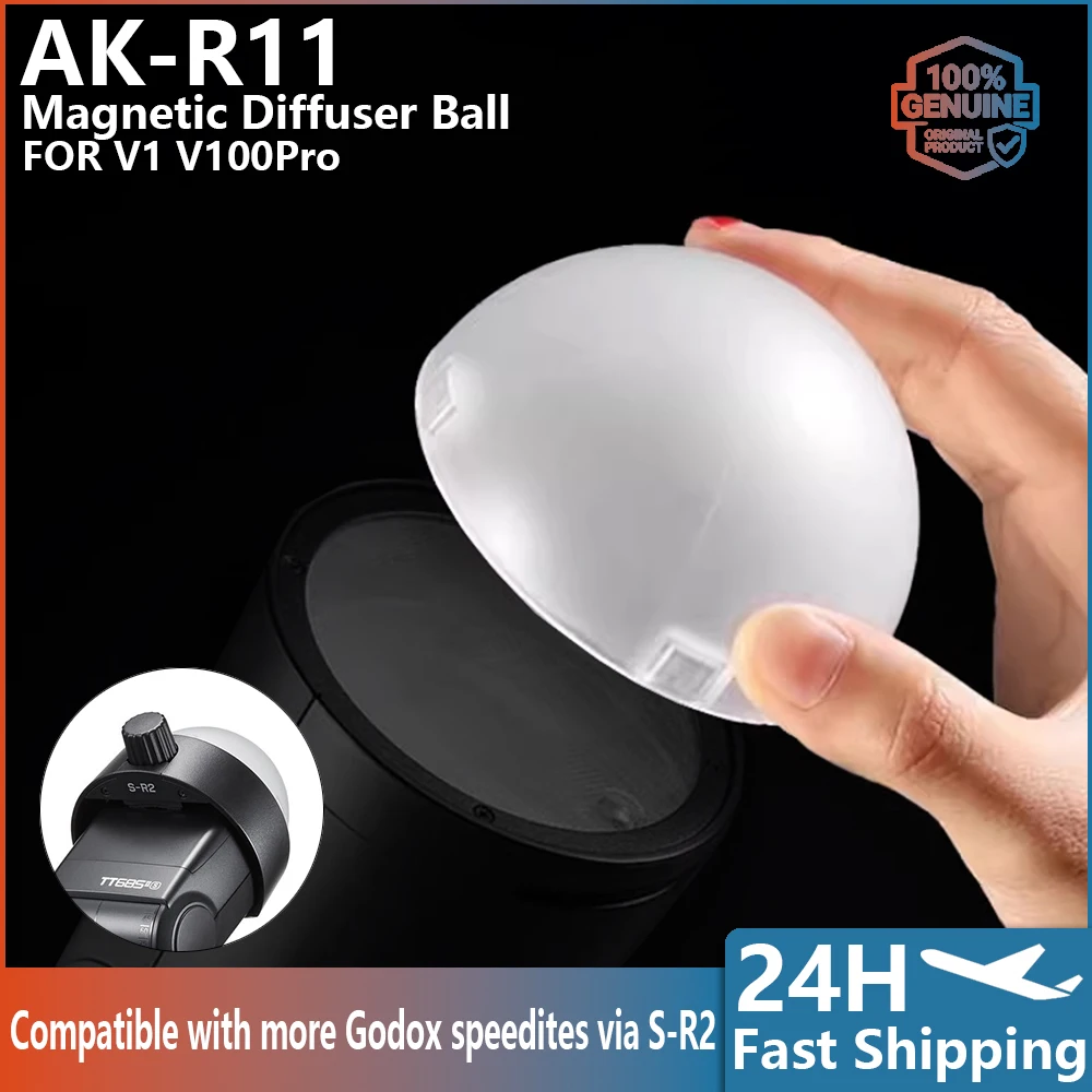 AK‑R11 Magnetic Dome Flash Diffuser Portable Round‑Head Speedlite Sphere for V1 AD200 AD200Pro H200R Studio Photography Flash Ac