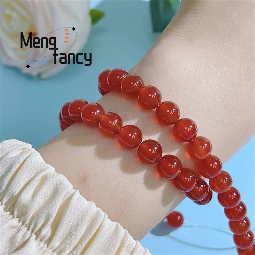 

Natural Red Agate Round Loose Beads DIY Accessories Semi-finished Bracelet Beaded Material Exquisite Luxury Jewelry Holiday Gift