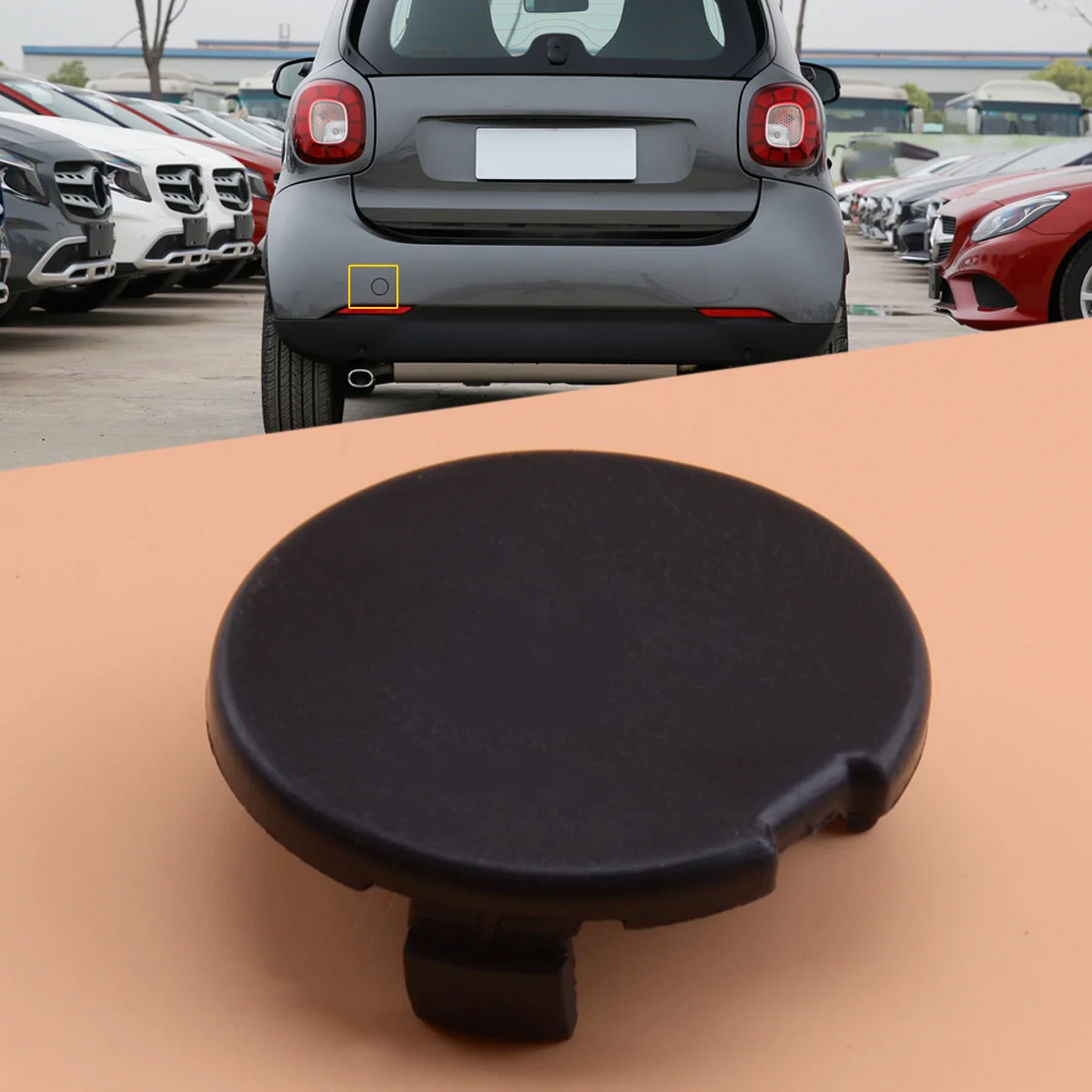 Rear Bumper Tow Hook Eye Cover Cap Fit for Smart Fortwo 453 2016 2017 2018