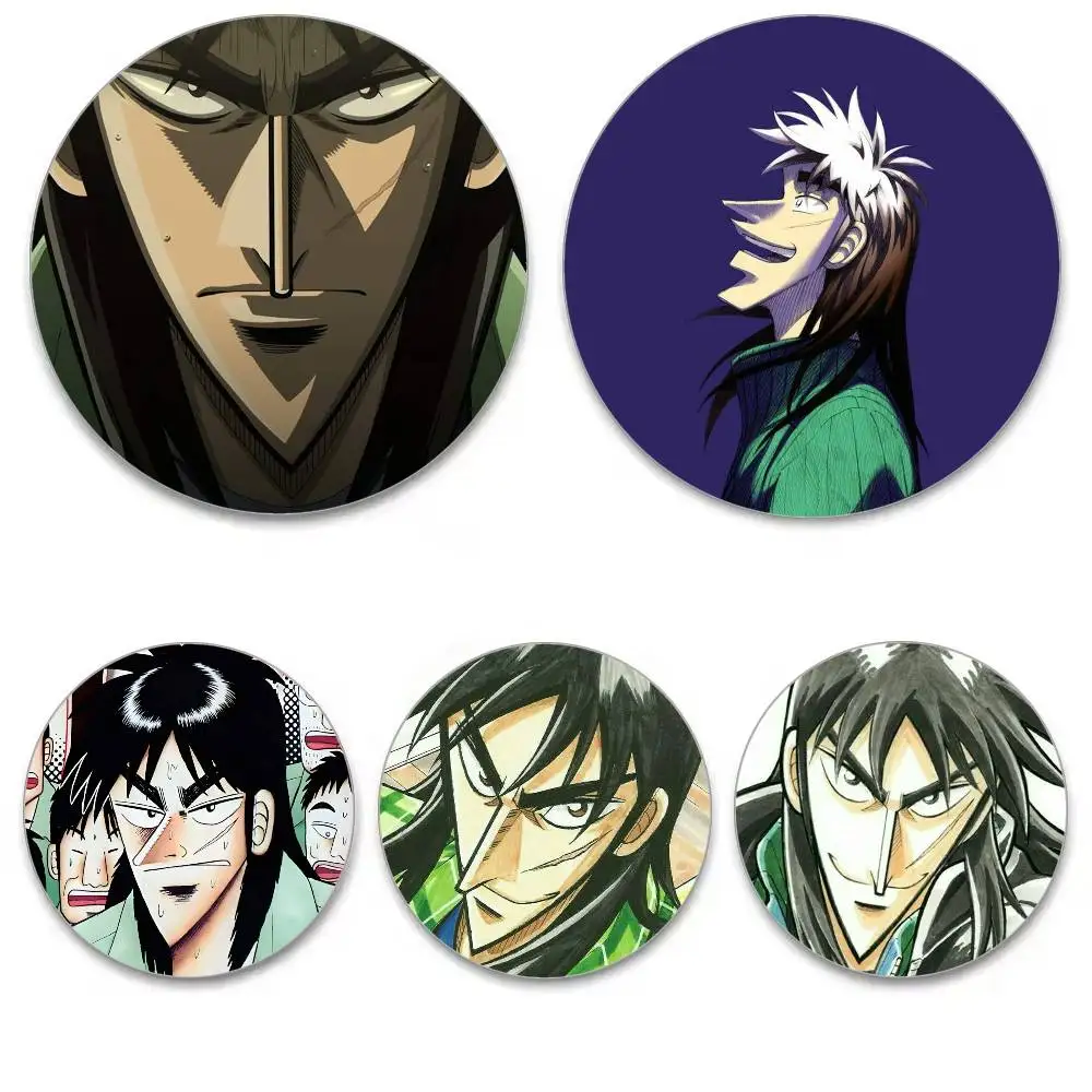 Kaiji Ultimate Survivor Badges Anime Round Laser Badge Cartoon Brooch Clothes Backpack Accessories Lapel