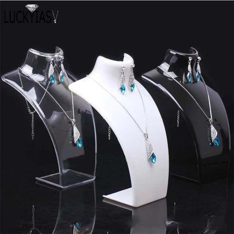 Acrylic Mannequin Necklace Display Bust Stand Jewelry Holder Rack for Necklaces Pendant Earrings Display Stand Shelf