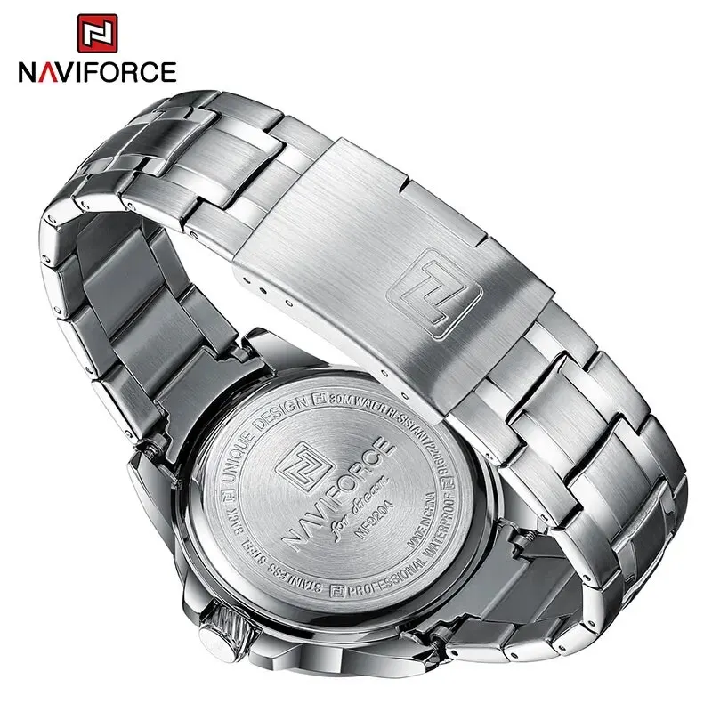 NAVIFORCE Man Casual Wild Quartz Wristwatch 3ATM Water Resistant Stainless Steel Men\'s Watches Day and Date Display Reloj Hombre