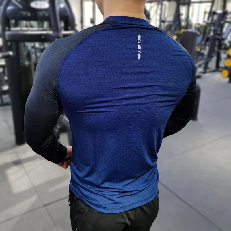 Men Compression T-Shirts Tops Homme Gym Sport Running Clothing Fitness Tight Long Sleeve Tees Dry Fit Rashguard Mma Sweatshirt