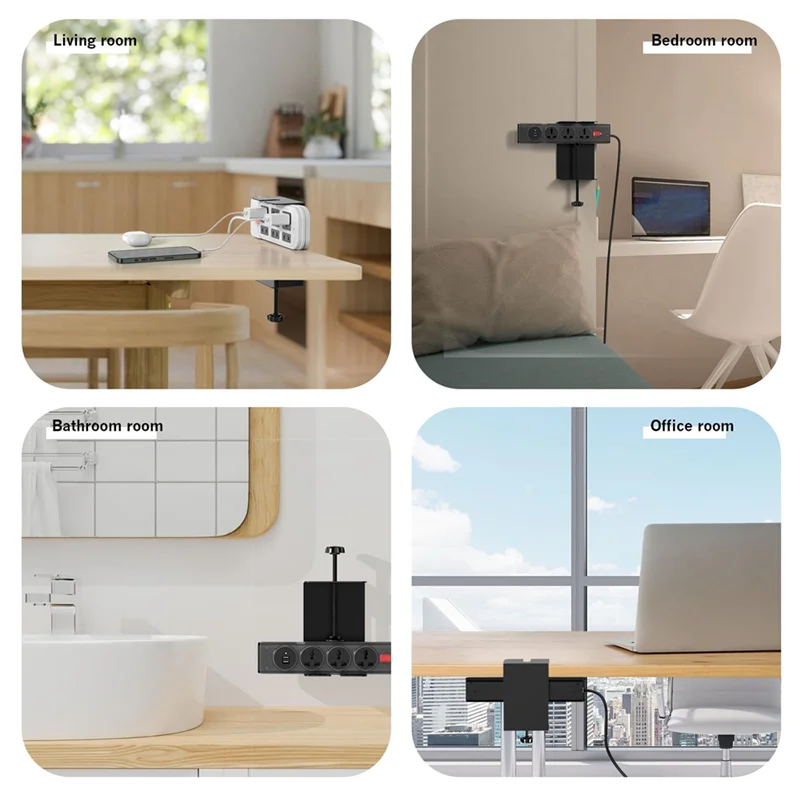 FFYY-ruban de bureau réglable, support de pince de prise de courant de bureau pour bord de bureau, tampons anti-rayures, gestion des câbles