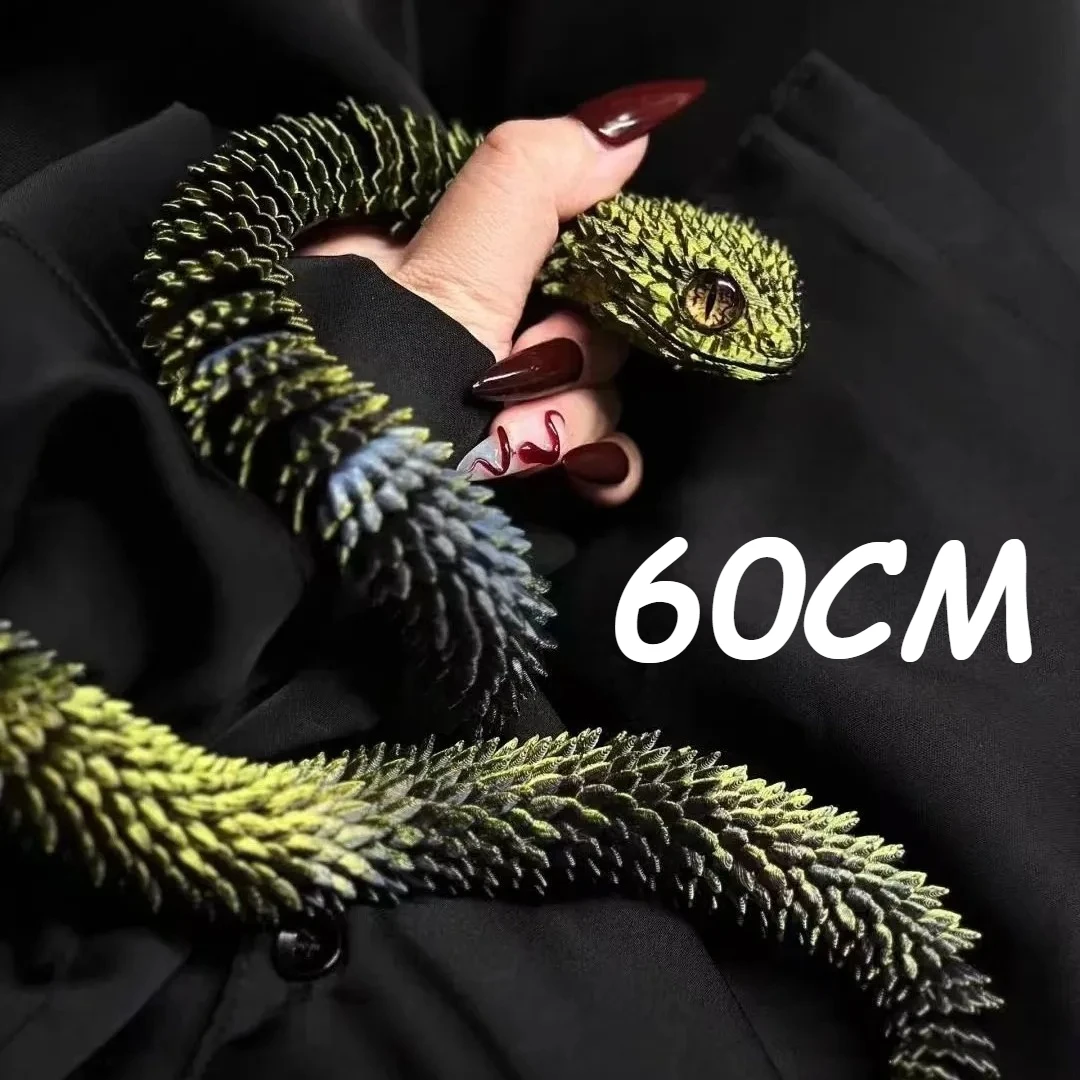 

60CM 3D Printed Snake Rotatable Joints Snake Figurines Creative Home Office Desktop Crafts Ornament 2025 New Year Crafts Gift