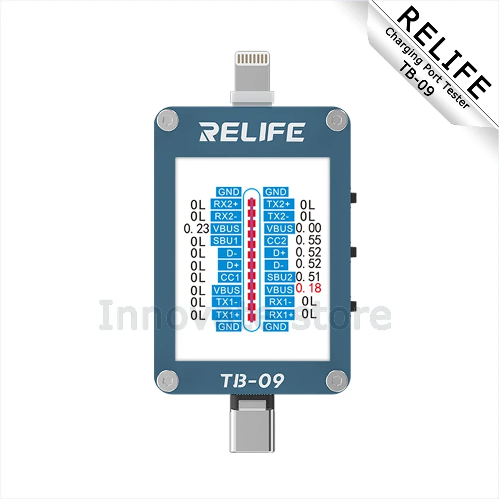 RELIFE TB-09 Charging Port Tester Type-C Interface for IP Android Intelligent Automatic Detection Tail Plug Charging Port Test