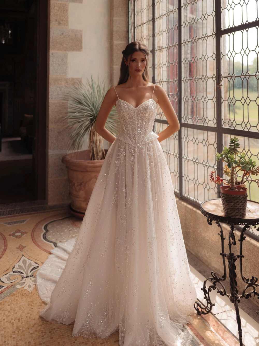 

Noble Pearls Dazzling A Line Wedding Dress With Cape Chic Corset Romantic Bridal Gown Customized Delicate Floor-length Wear