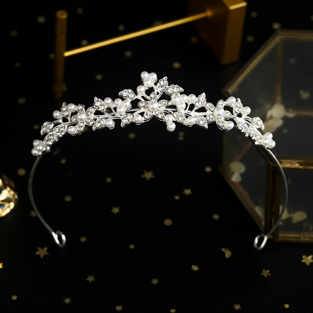 

New Pearl Rhinestone Alloy Crown Bridal Accessories Headband Wedding Headdress Hair Jewelry Accessories Wholesale