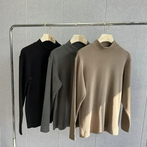 남성용 울트라 실용 하프 폴로/거북이 목 산성 독일 진 입 독일 벨벳 양면 샌딩 따뜻한 피부 친화적 인 기본 탑