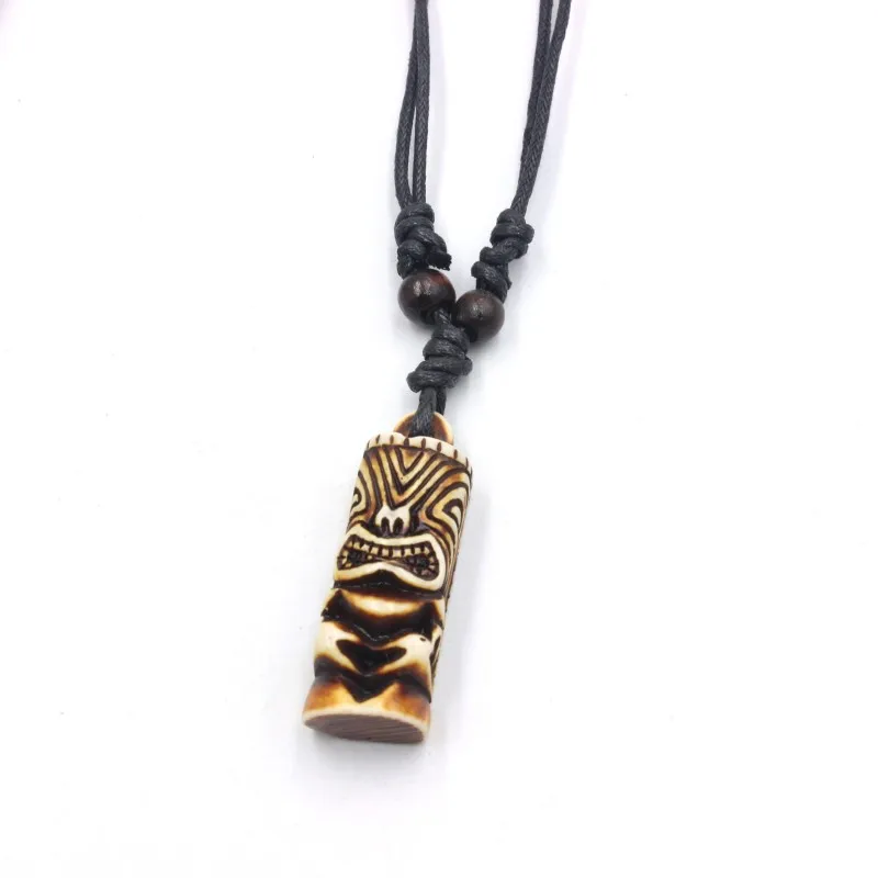 Wholesale MIXED 8 PCS Maori/Hawaiian Style Imitation Bone Carved TIKI Pendants Necklace Gift MN424