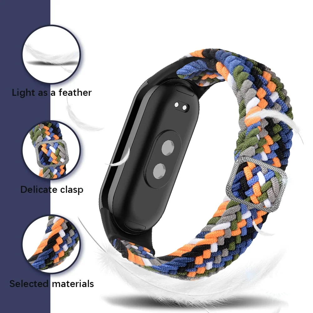 Braided Strap for Xiaomi Mi Band 8 Elastic Nylon Solo Loop Adjustable Watchbands Replacement correa bracelet for Miband 8 NFC