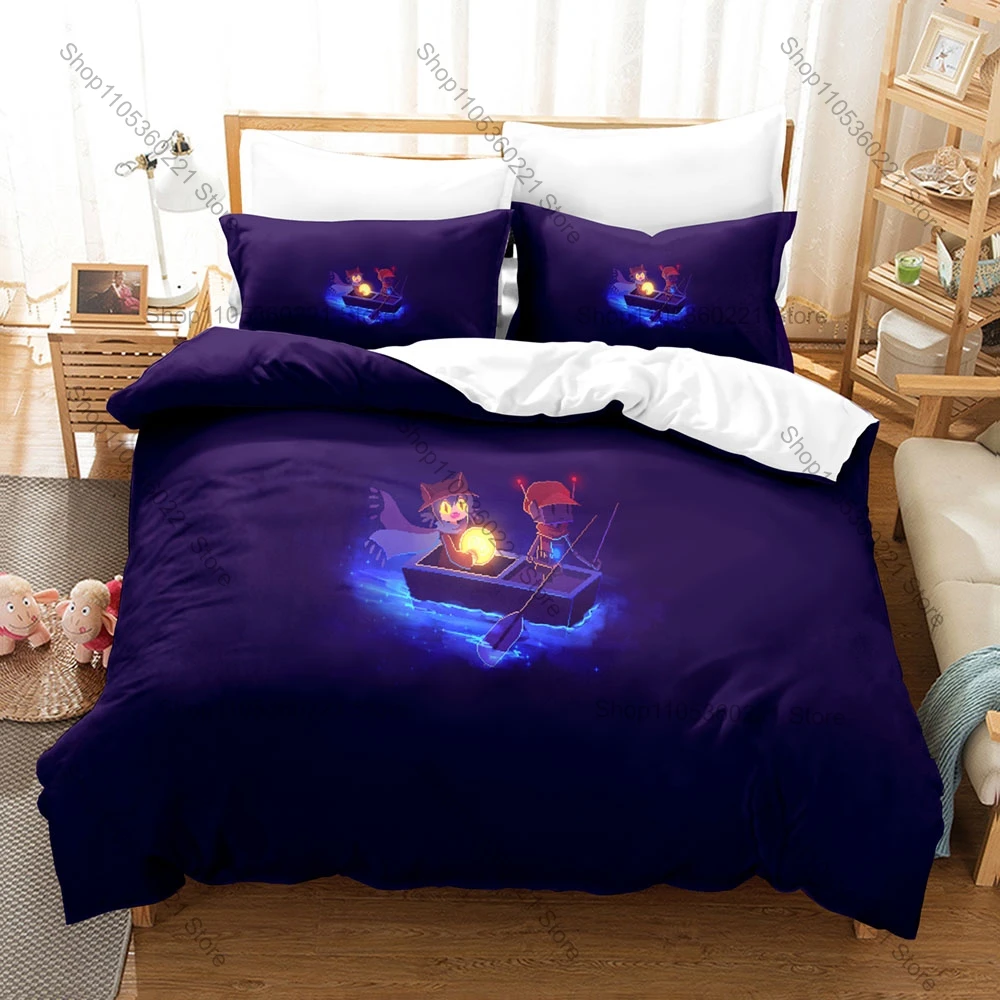 OneShot Duvet Cover + 2 Pillowcases, Indie Game Print Bedding Set Soft Fabric for Game Fans Decor & Gift
