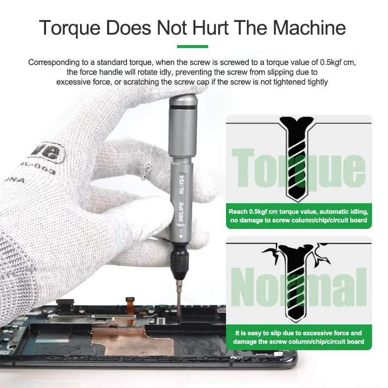 RELIFE RL-724A Torque Screwdriver Set for Mobile Phone Maintenance Strong Magnetic High Precision Repair Dismantling Hand Tool