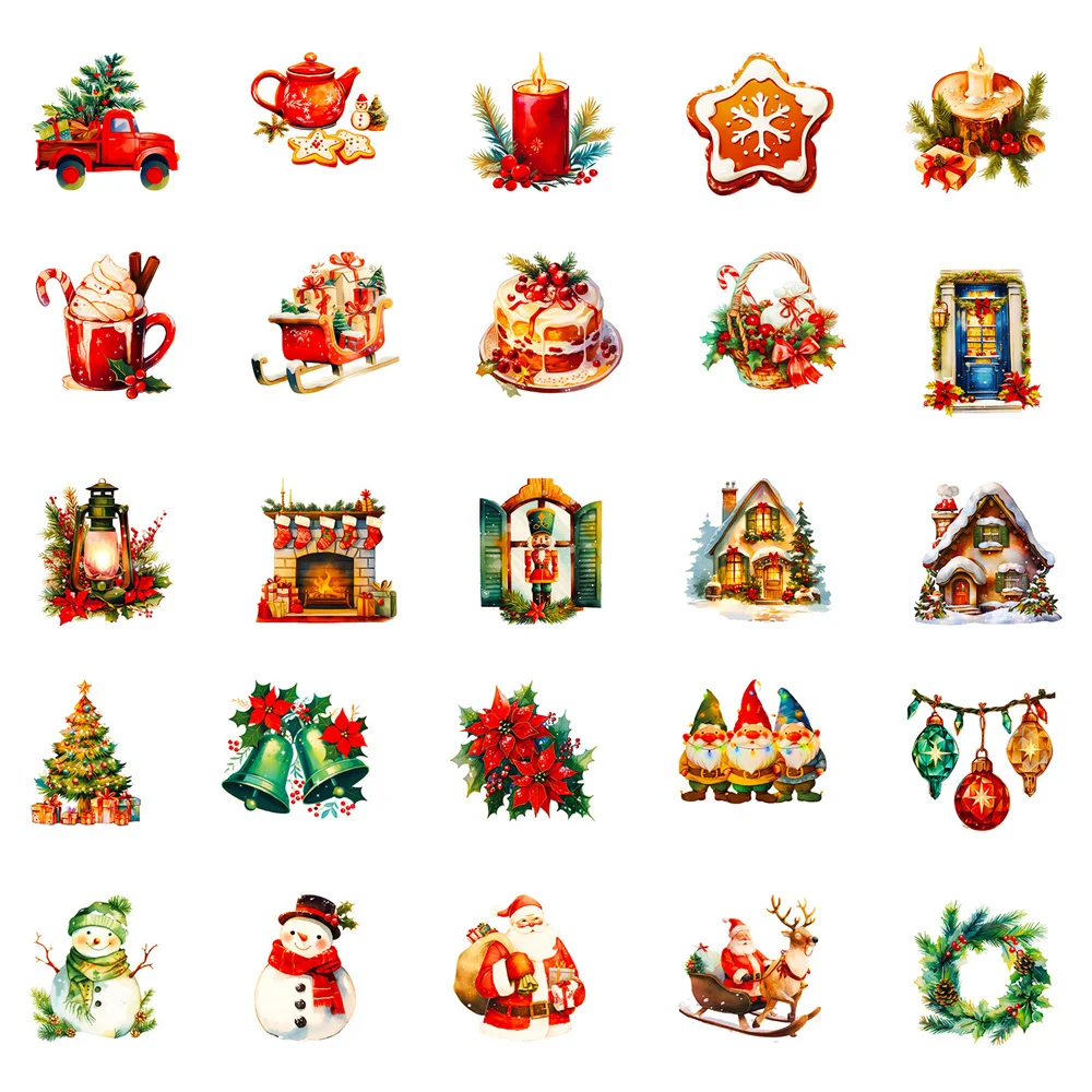 Picture 3: 100 Christmas Element Snowman Gnome Stickers Party Gift Decor Water Cup Computer Waterproof Graffiti Stickers Scrapbook Children