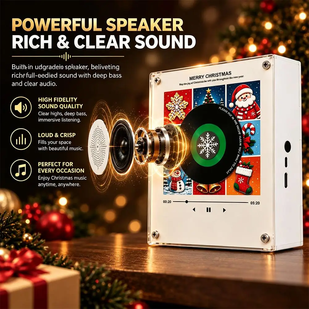 Retro Vinyl Record Refrigerator Magnet Christmas NFC Music Creative Gift Music Player 9 CDs Magnetic Decoration view 4