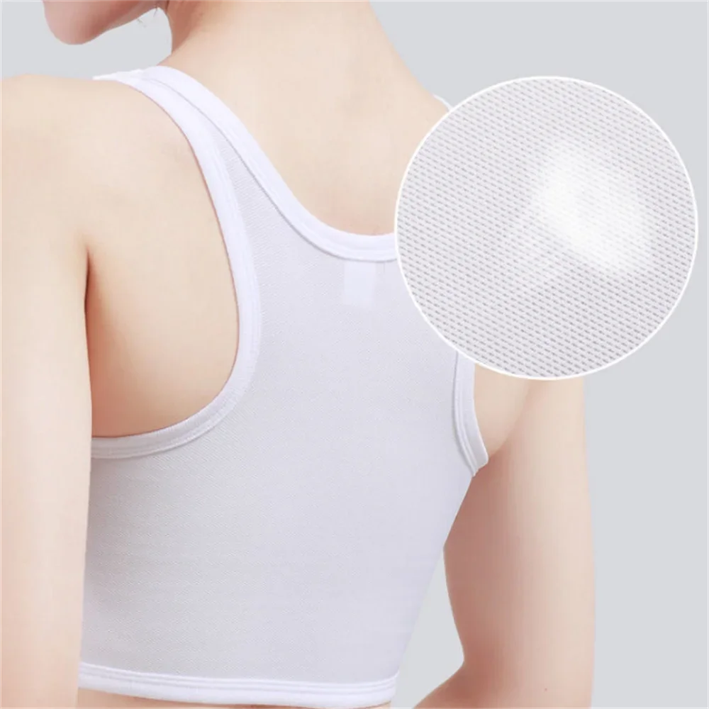 Women Breathable Chest Breast Binder Side Buckle Short Vest Tops Chest Binder Underwear Tank Tops Wireless Chest Wrap Bandage