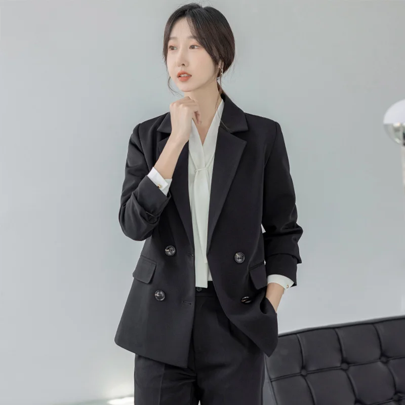 

Commute Blazer Overcoat Female Women'S Coats Black Gift Cropped Blazers Woman Trend New All-Match Notched Collar Crop Women