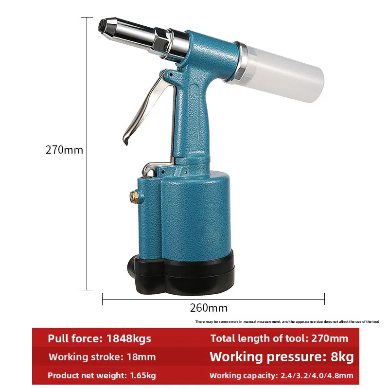 Blue Vertical Pneumatic Riveter Heavy Duty Air Blind Rivet Gun For Metal Assembly Processing