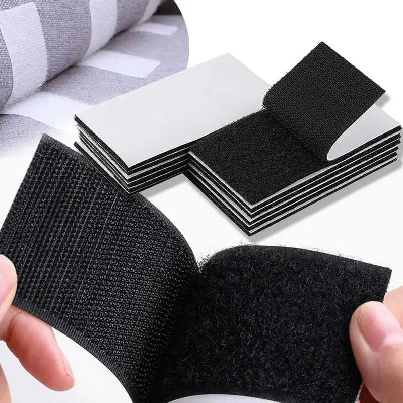 10pair Adhesive Hook Loop Tape Strength Sticky Back Sofa Cushion Blankets Fixing Strips with Double Sided Adhesive Strips