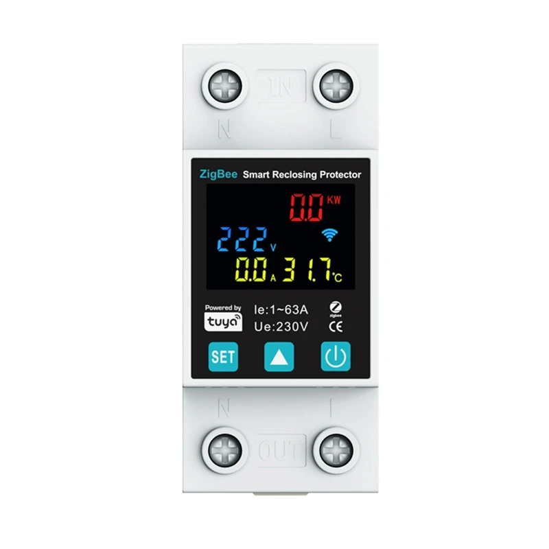 Zigbee TUYA Smart Life 2P/63A Circuit Breaker Earth Leakage Over Under Voltage Protection Protector Relay Energy Meter