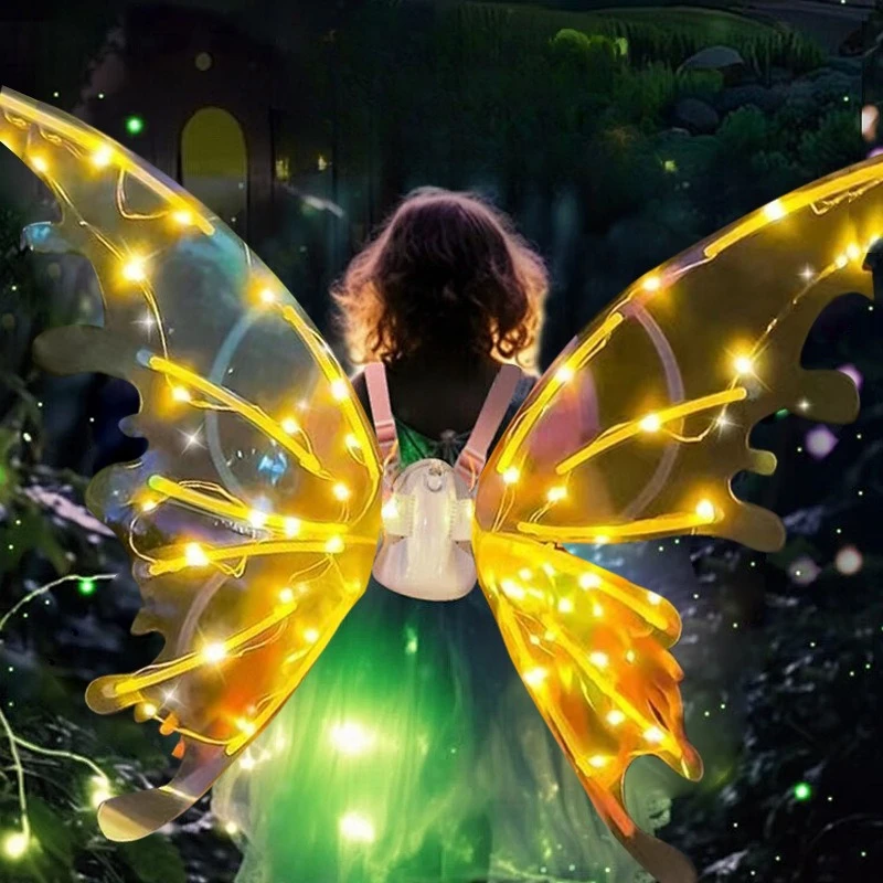 1PC Battery Powered Dreamy Fairy Wings Costume Accessory Angel Wings Girl Performance Props for Kids Elf Wings Party Decorations