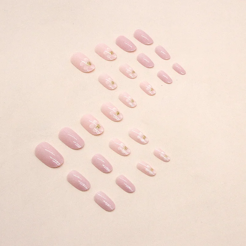 24 قطعة من أظافر الزهور الفرنسية البسيطة مع 1 جل جيلي و1 مبرد أظافر