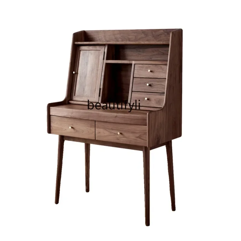 

Nordic Minimalist Black Walnut Wooden Dressing Table Cherrywood Makeup Table Oak Solid Wood Multifunctional Dresser