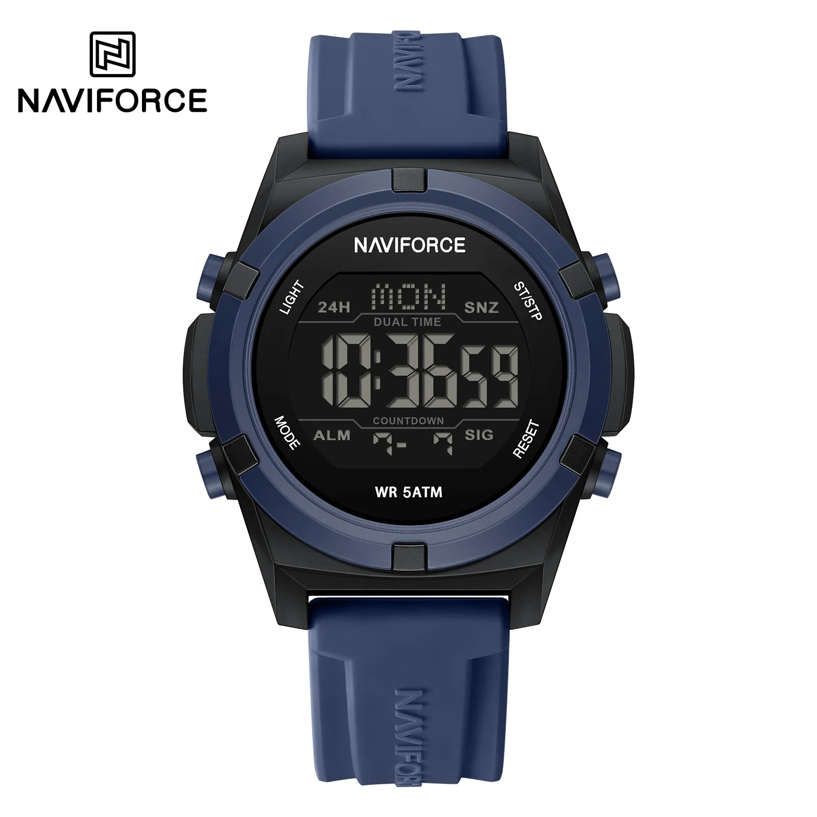 

NAVIFORCE 7127 модные электронные часы для мужчин с календарем водостойкий силиконовый ремешок для спорта на открытом воздухе повседневные мужские цифровые часы