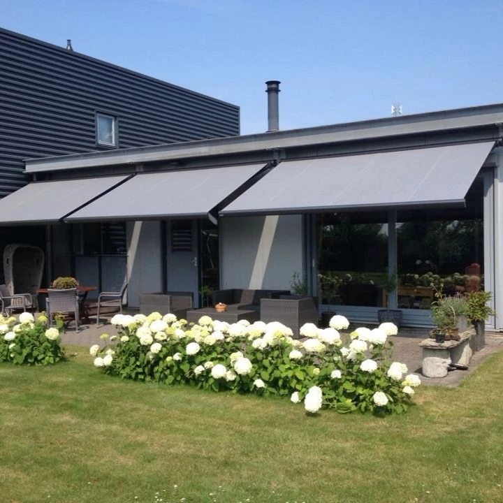 Sun Shade Wall Fixing Aluminum Folding Arms Motorized Awning Retractable Full Box Awning for Patio Store Terrace Outdoor Space