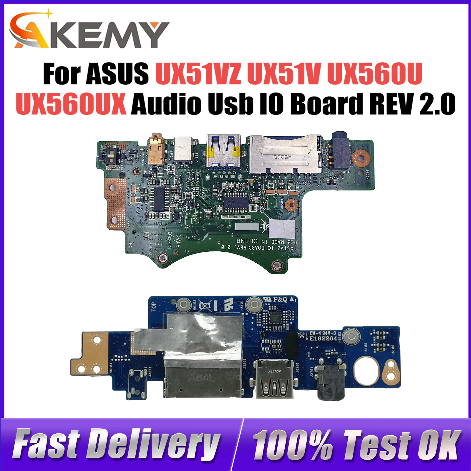 

For ASUS UX51VZ UX51V UX560U UX560UX UX560UA Q534UX Laptop Audio Usb IO Interface Board REV 2.0 100% Tested Fast Ship