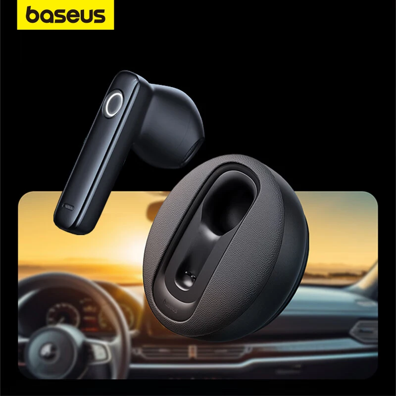 Baseus Single-Side Earphone Bluetooth 5.3 Dual Mic Handsfree Noise Cancelling Smart Earbuds Wireless Headphone Solar Charge