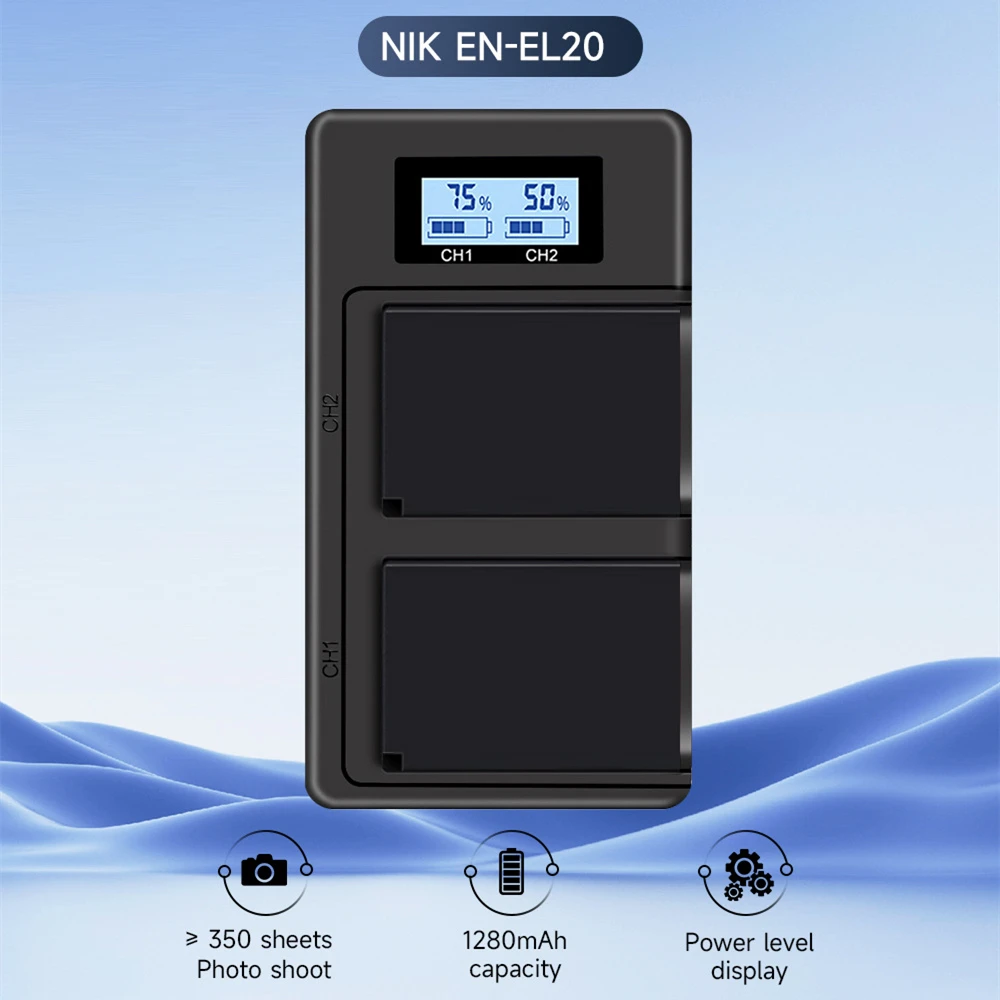 USB LCD 카메라 배터리 충전기 EN-EL20 Nikon COOLPIX P1000 P950 J1 J3 S1 V3용 디지털 충전기