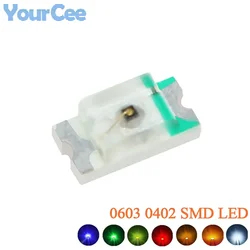 100pcs 0603 0402 SMD LED Orange Red Yellow Green White Blue Purple Pink Light Emitting Diode Clear Diodes