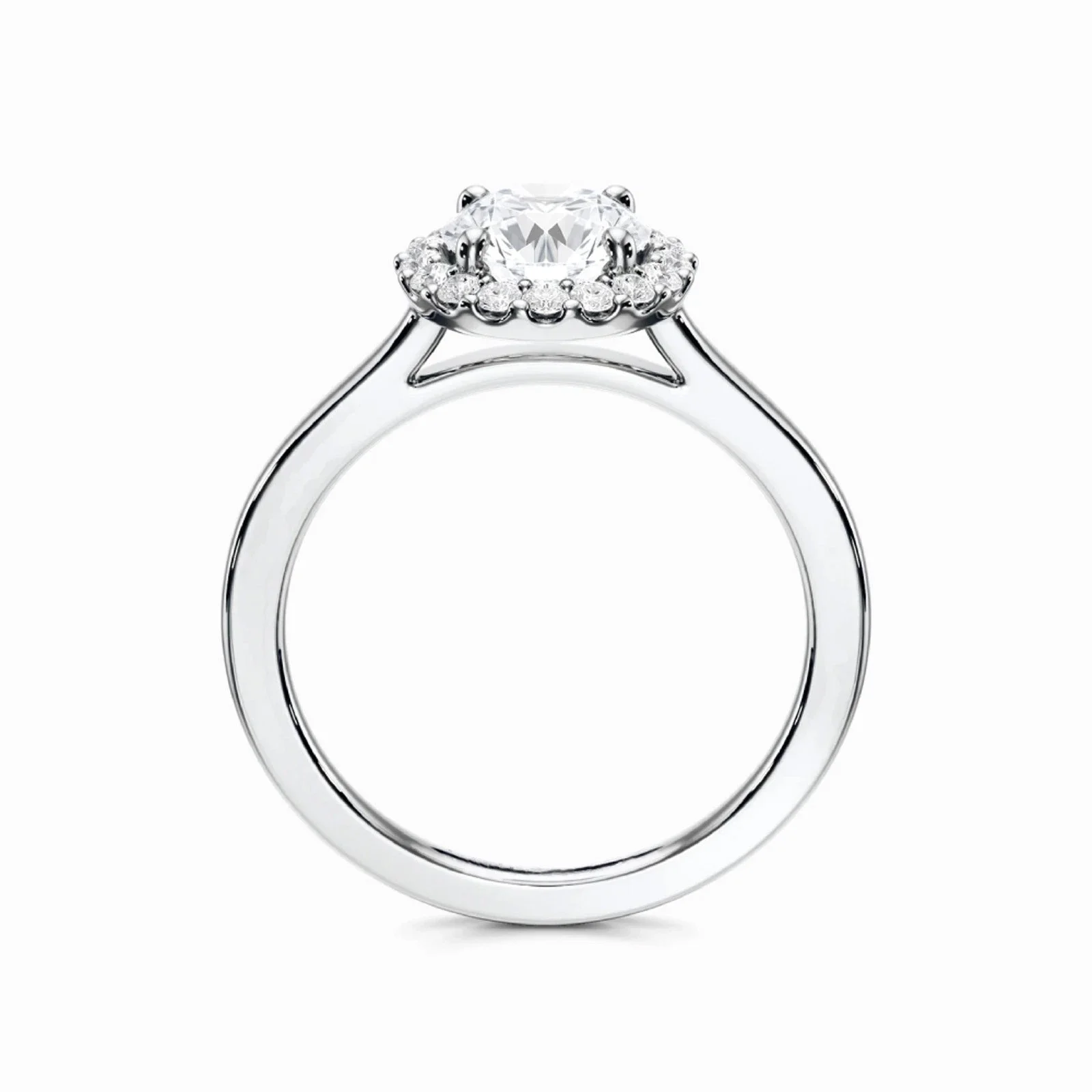1 Karat runder IGI CVD HPHT im Labor gezüchteter Diamant-Ehering aus Platin 950 DEF VS-VVS Halo-Verlobungsring für Damen – Detail 8