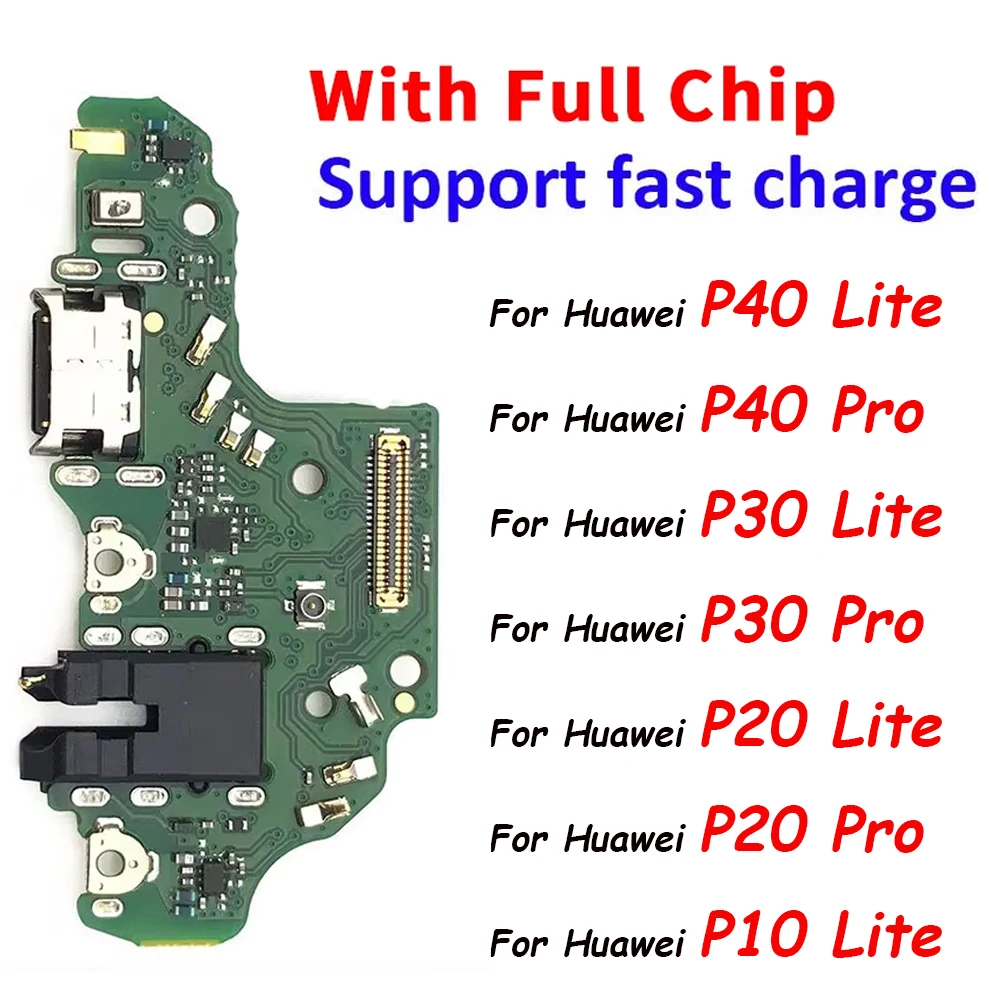 USB Charge Dock Socket Jack Connector Flex Cable For Huawei P10 P20 P30 P40 Lite Charger Board With Microphone Module