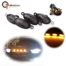Gtinthebox Universal Amber / White LED Car Front Grille Mesh Lights w/ Wiring Harness Kit For Truck SUV Running/ Clearance Light