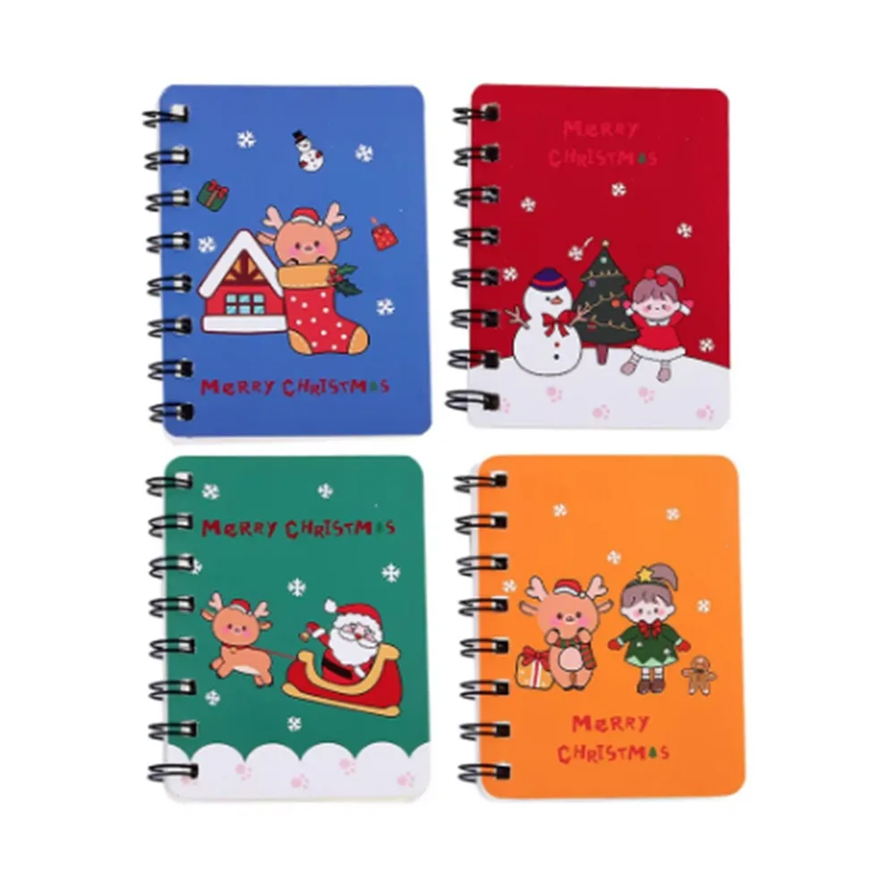 Portable Loose-leaf Christmas Coil Notepad Cute Thickened Mini Notebook Cartoon Side-flip Coil Book School Stationery