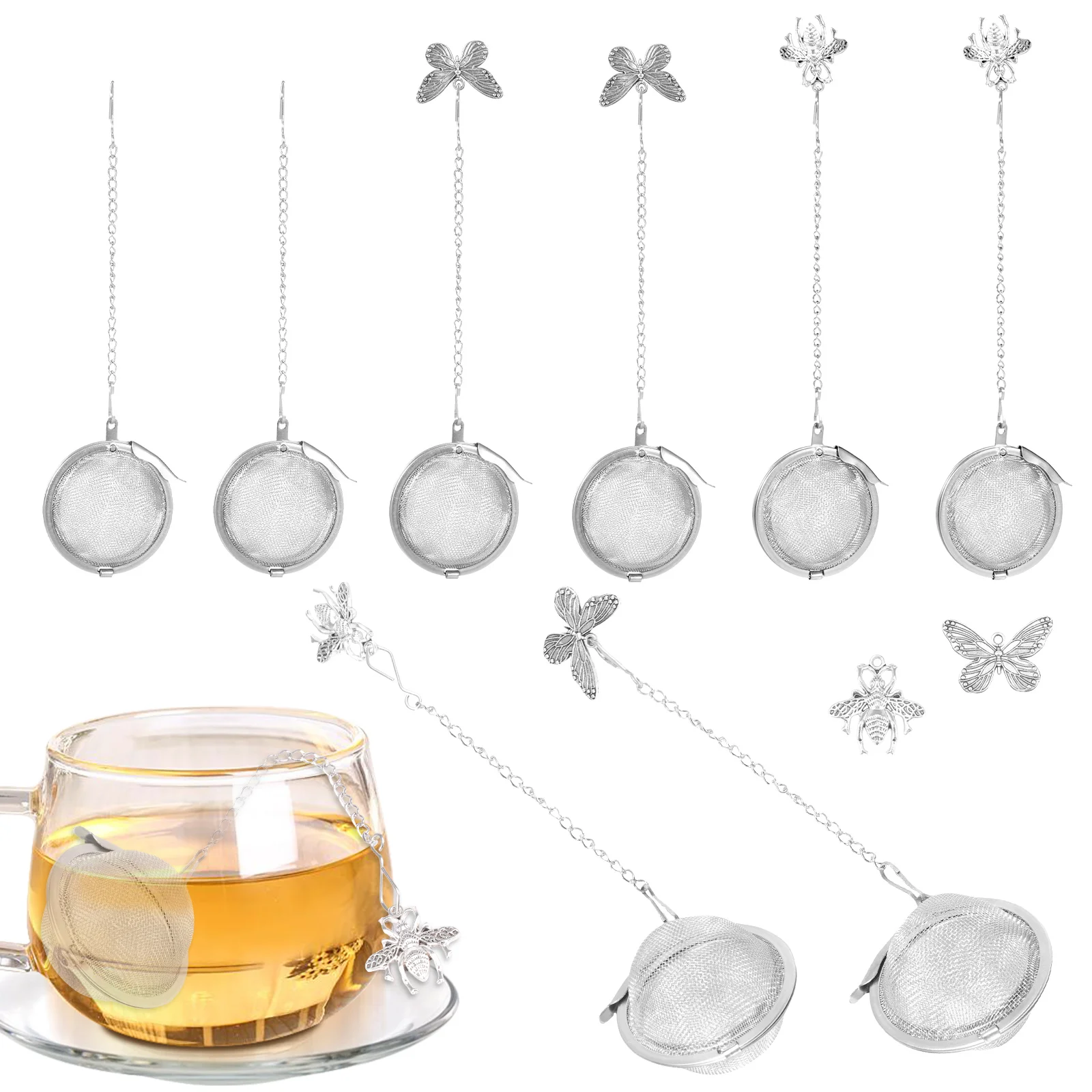 

8Pcs Stainless Steel Tea Filters Can be Reused The Tea Disperser is Finely Designed and Suitable For a Variety of Cups