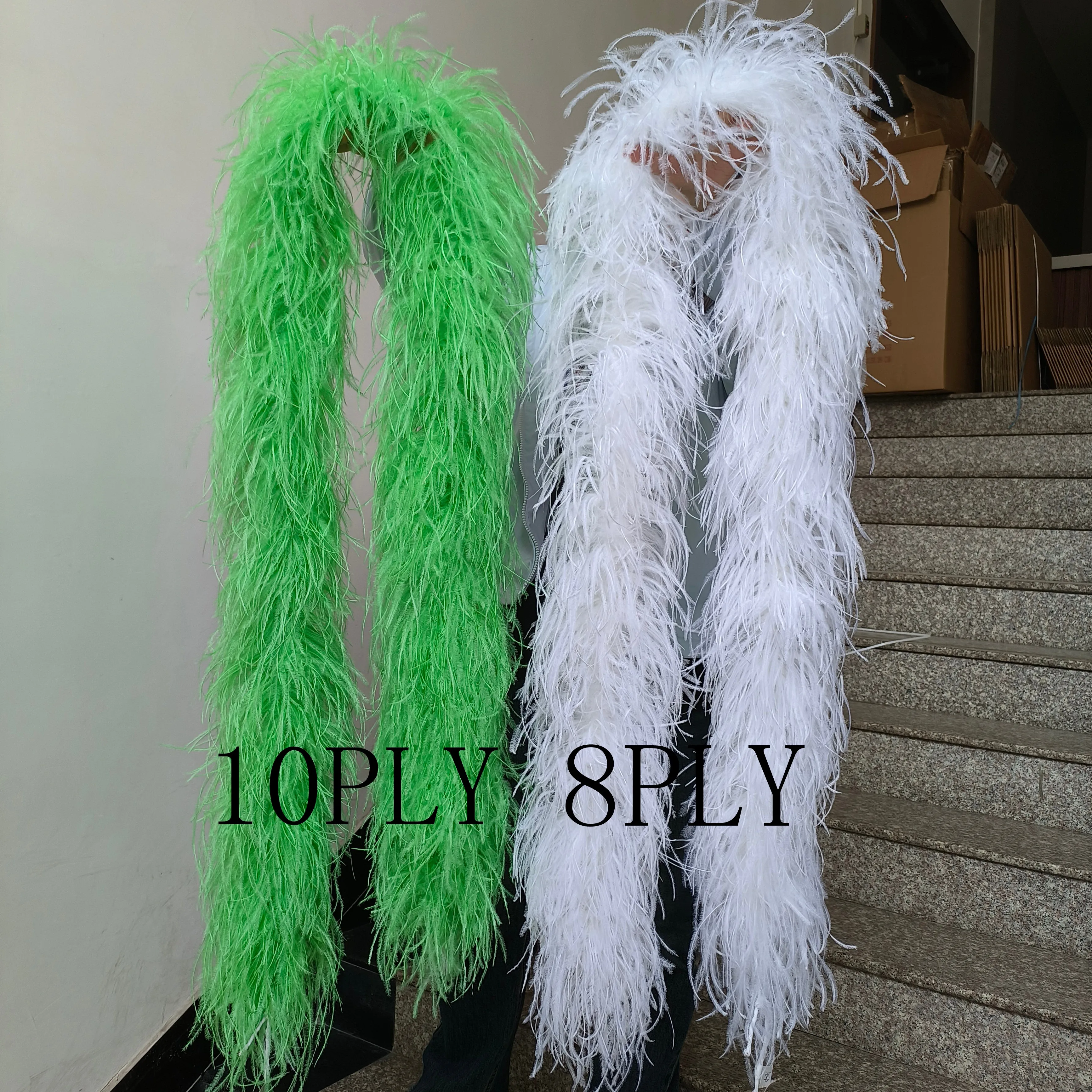 

3 6 8 10 20ply White Ostrich Feathers Boa 2 Meter Shawl for Wedding Dress Sewing Accessory DIY Design Clothing Modification