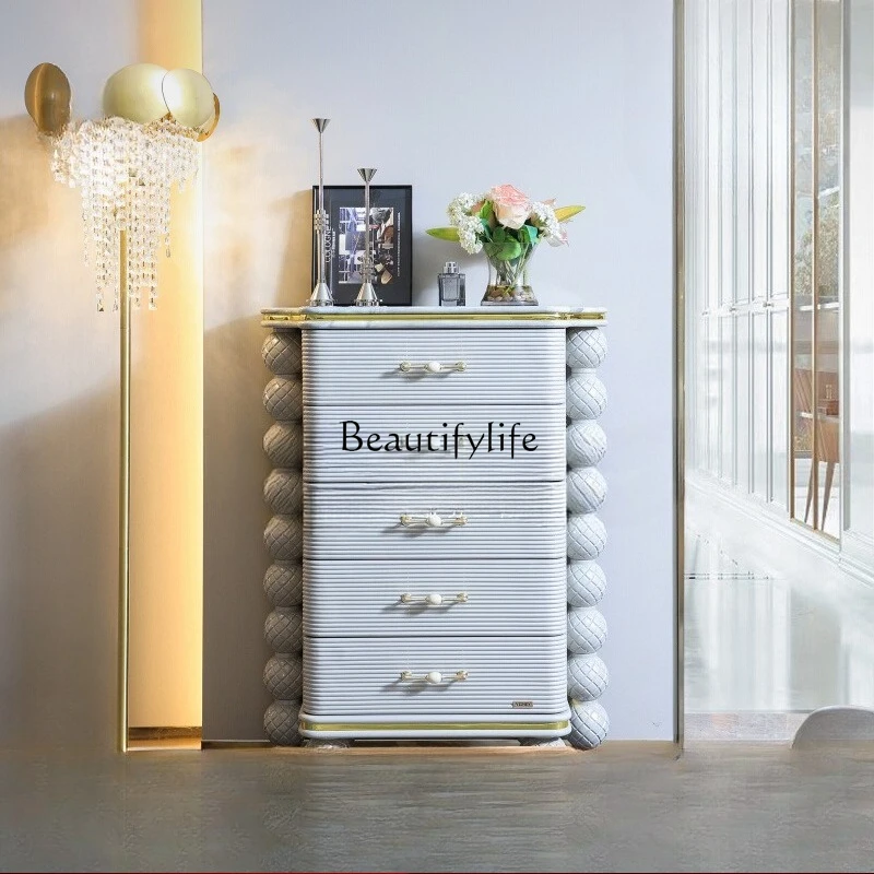 

High-end light luxury French solid wood living room bedroom floor storage wall side cabinet